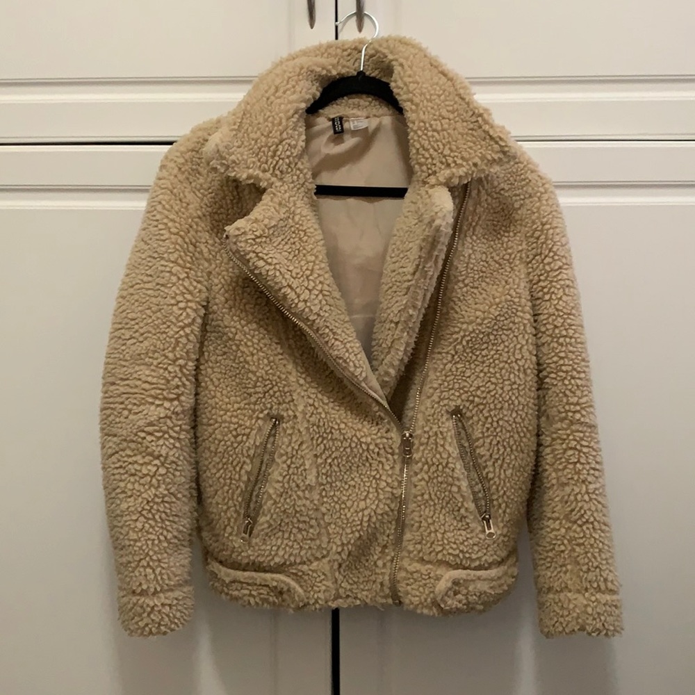 H&M oiled jacket beige size 2